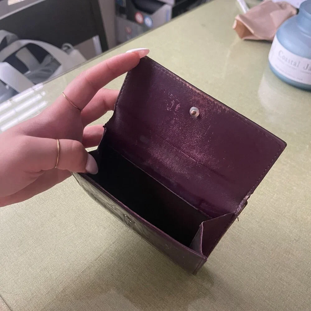 Christian Dior Patent Monogram Wallet (Bordeaux / Plum Tone)